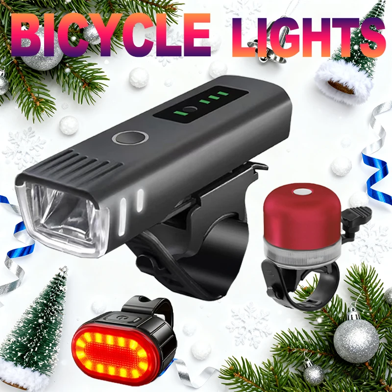 Bike Light Front Rear - Christmas Bike Light Set USB Rechargeable
